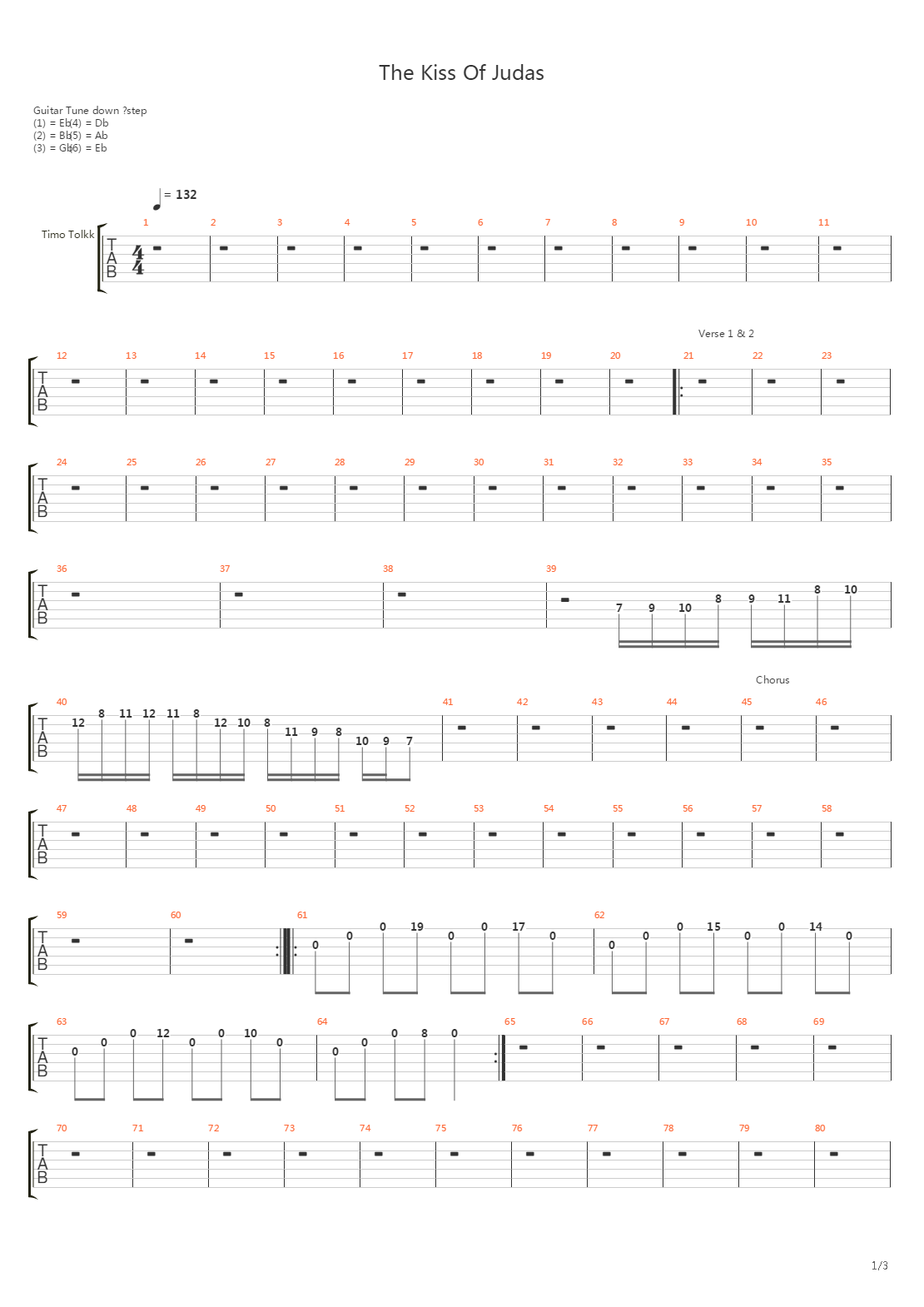 The Kiss Of Judas吉他谱