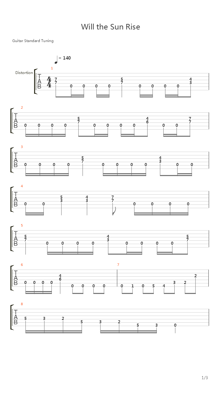 Will the Sun Rise吉他谱