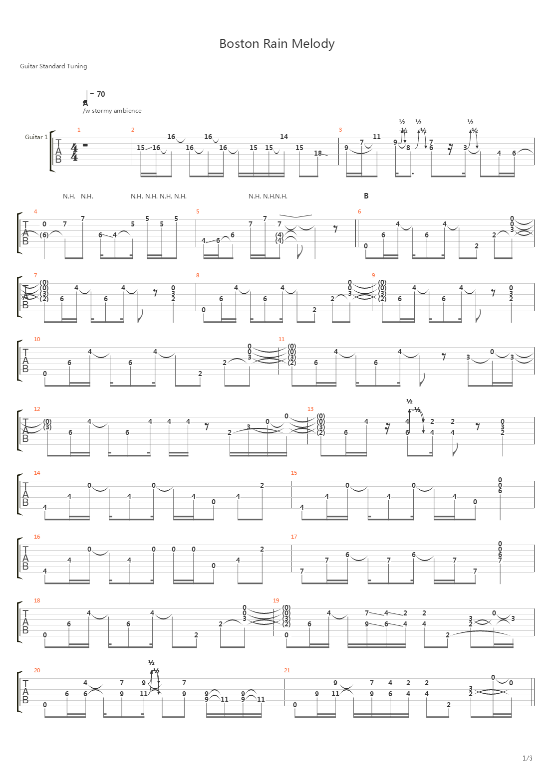 Boston Rain Melody吉他谱