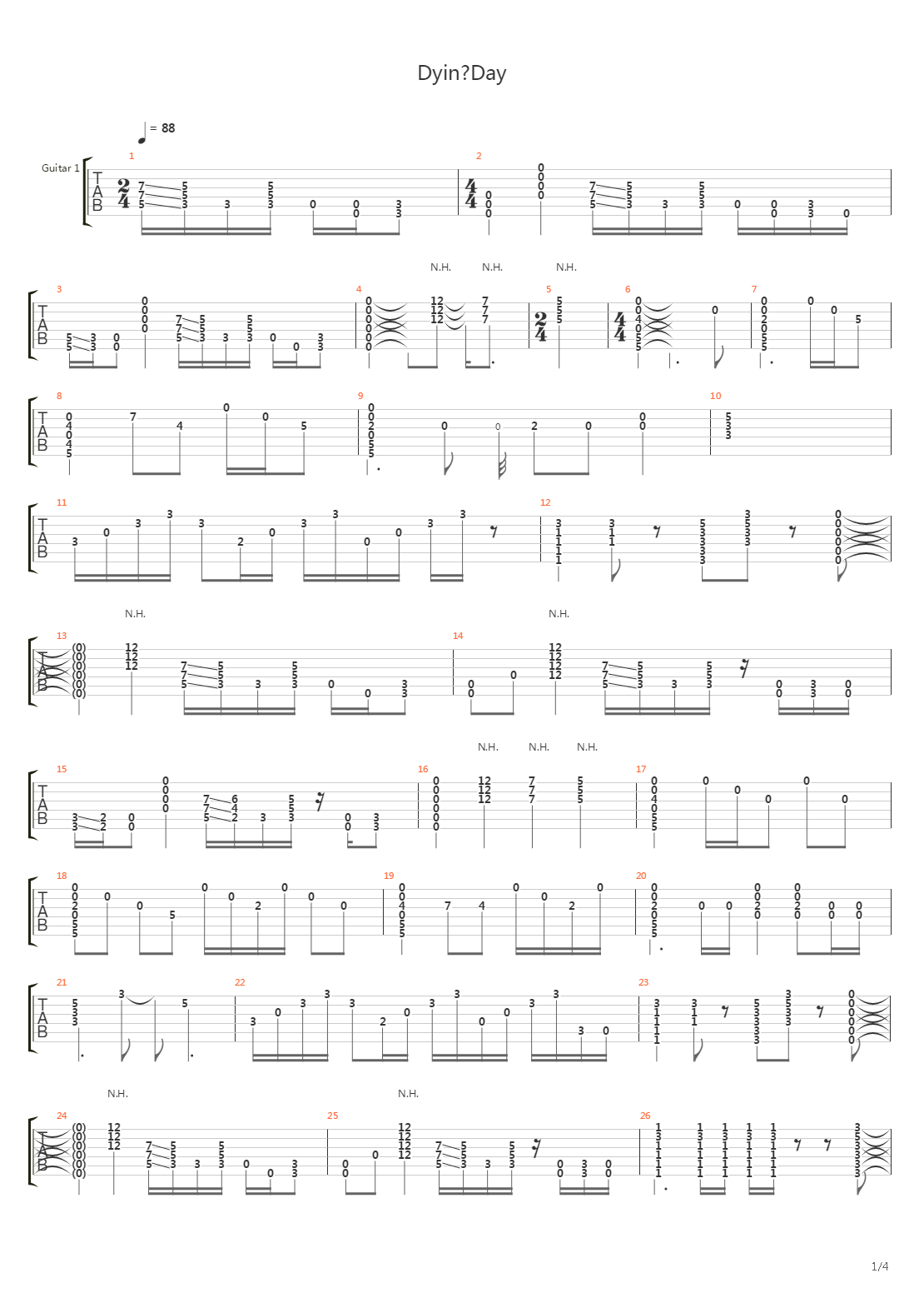 Dyin' Day吉他谱