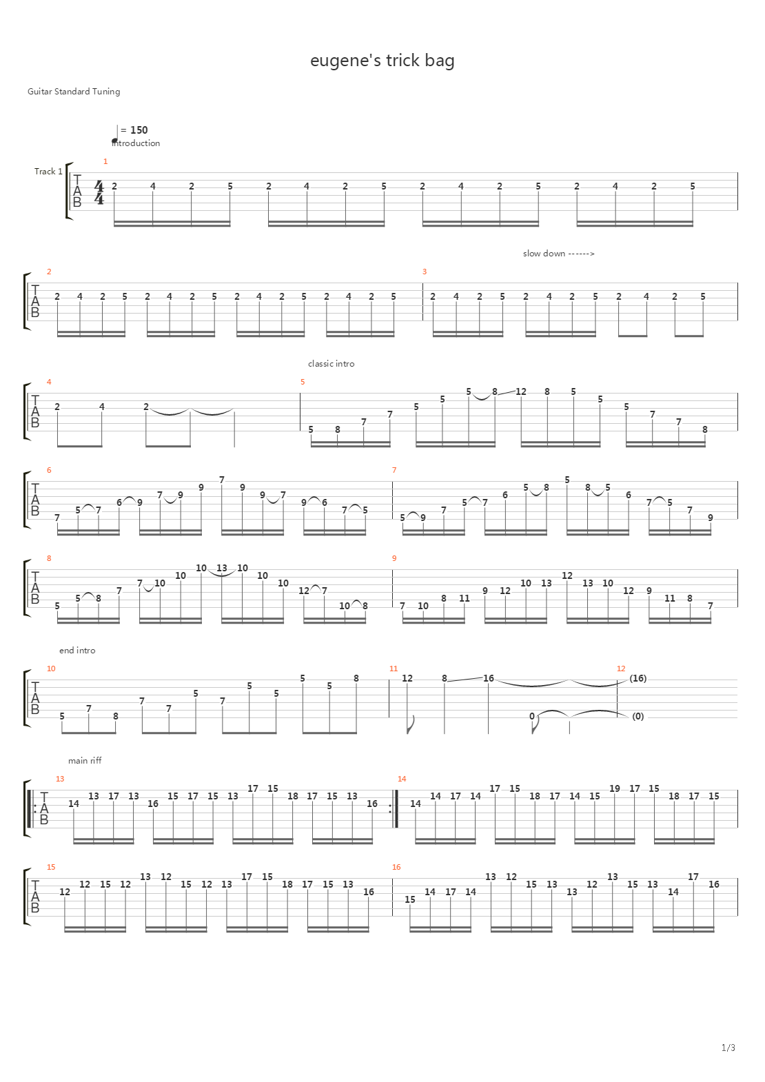 Eugenes Trick Bag吉他谱