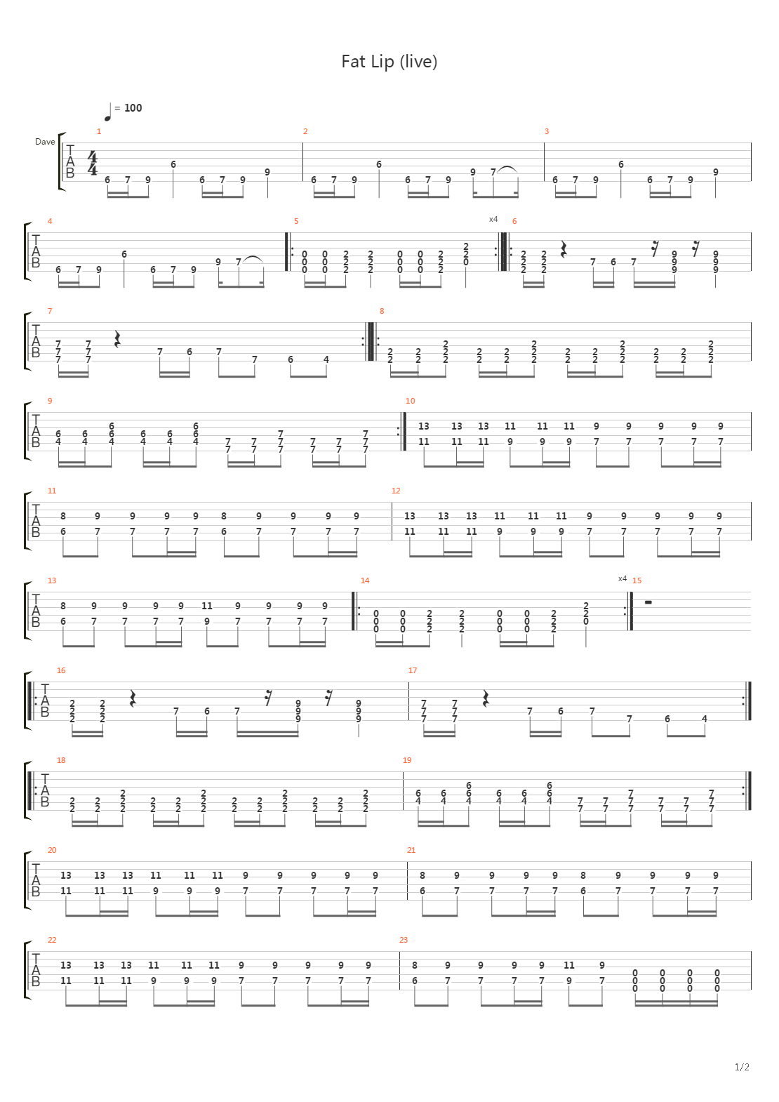 Fat Lip (live)吉他谱