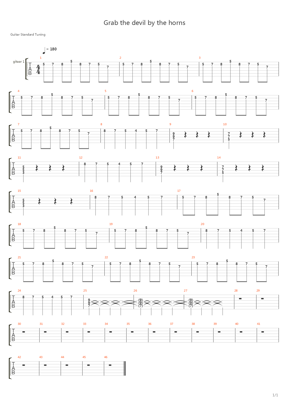 Grab the Devil by the Horns吉他谱