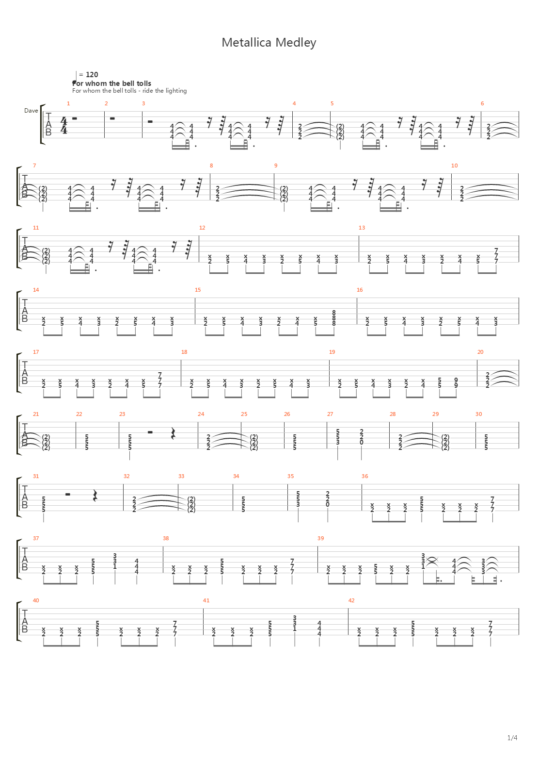 Metallica Medley吉他谱