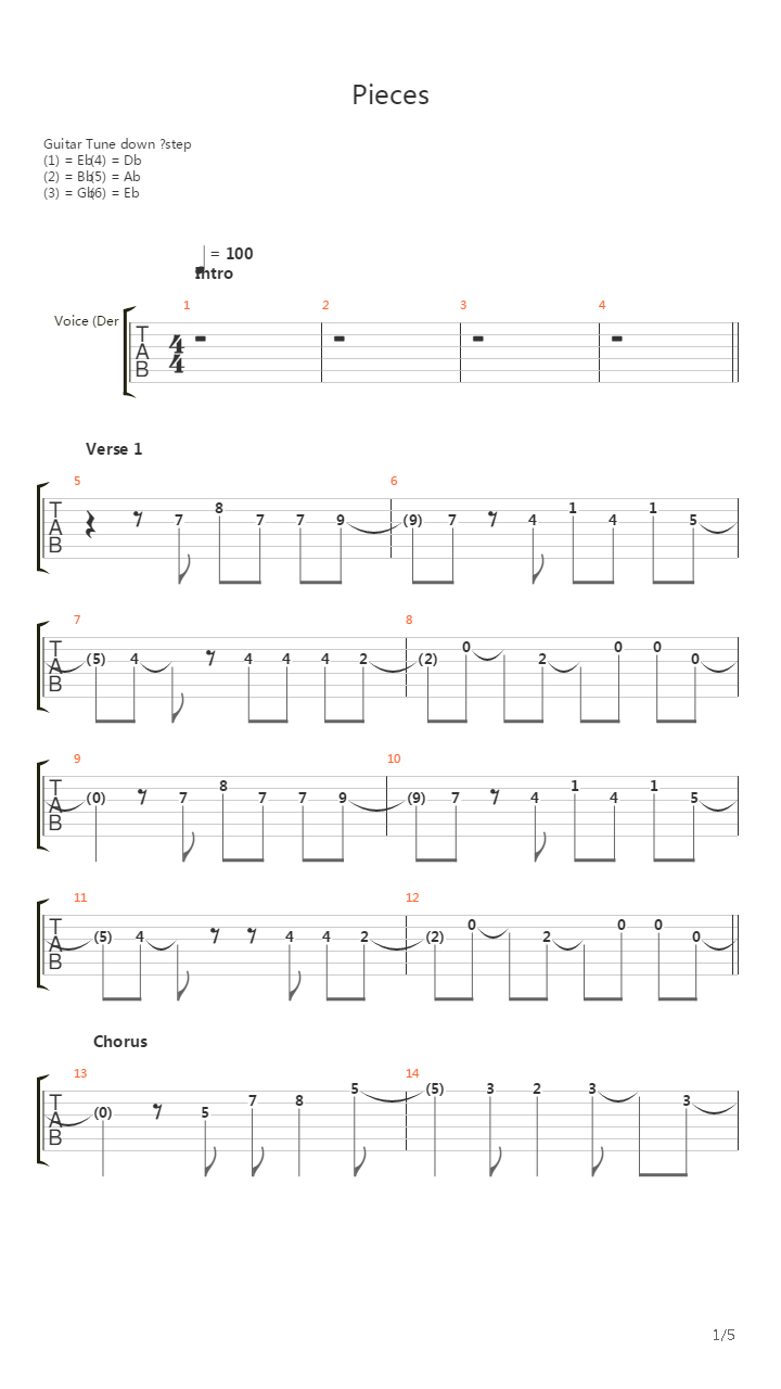 Pieces吉他谱