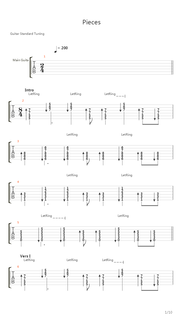Pieces吉他谱