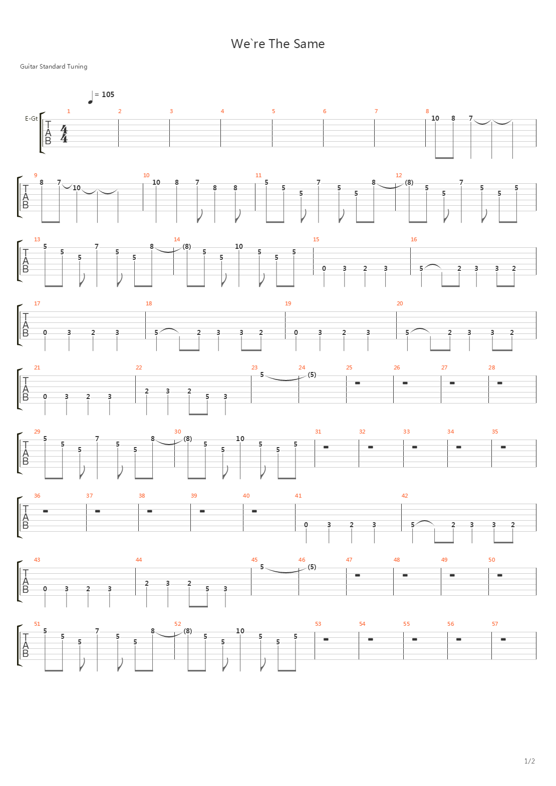 We`re The Same吉他谱