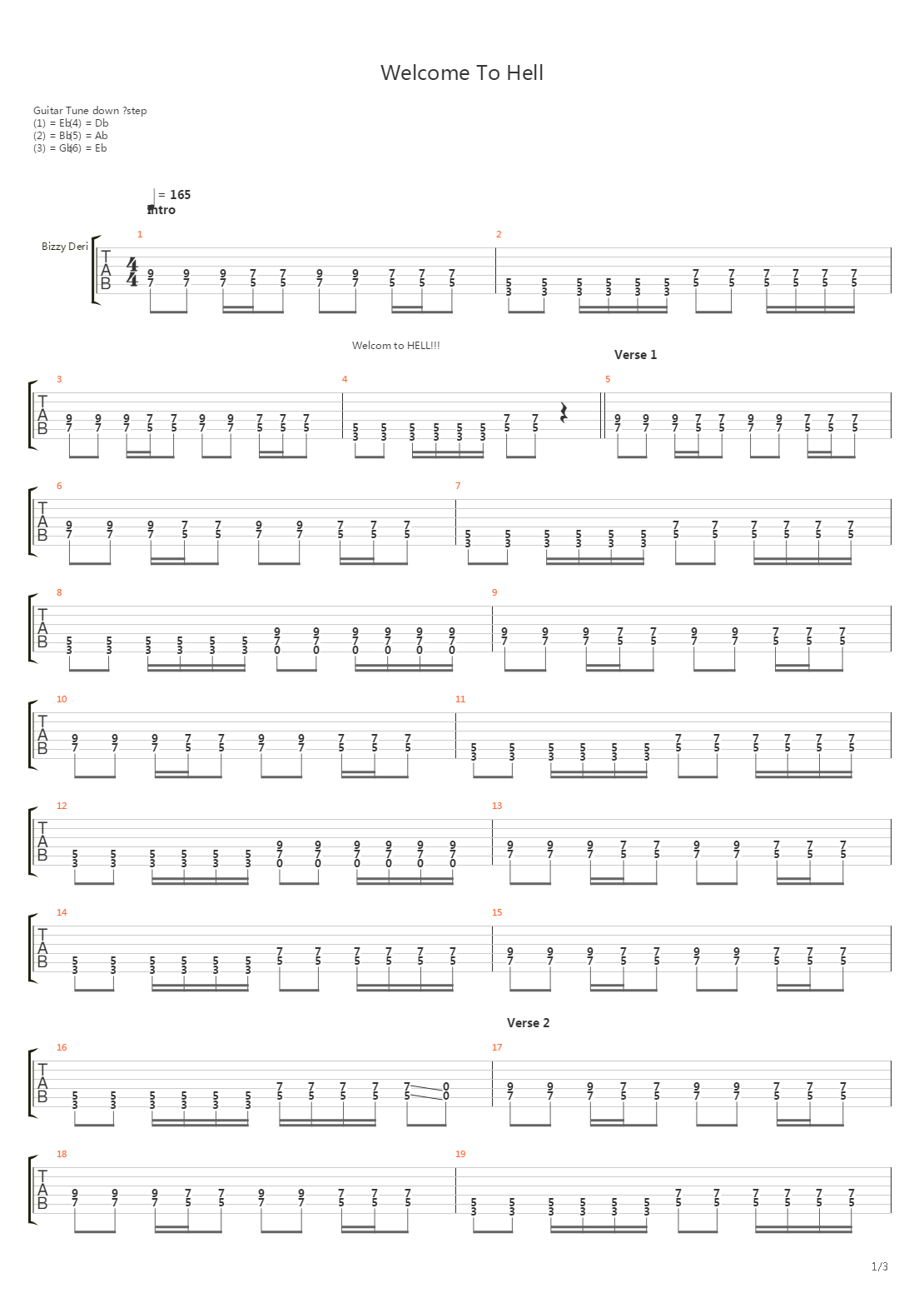 Welcome to Hell吉他谱