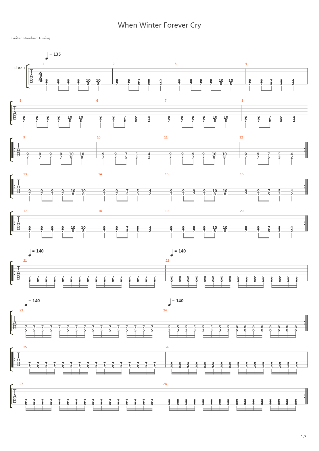 When Winter Forever Cry吉他谱