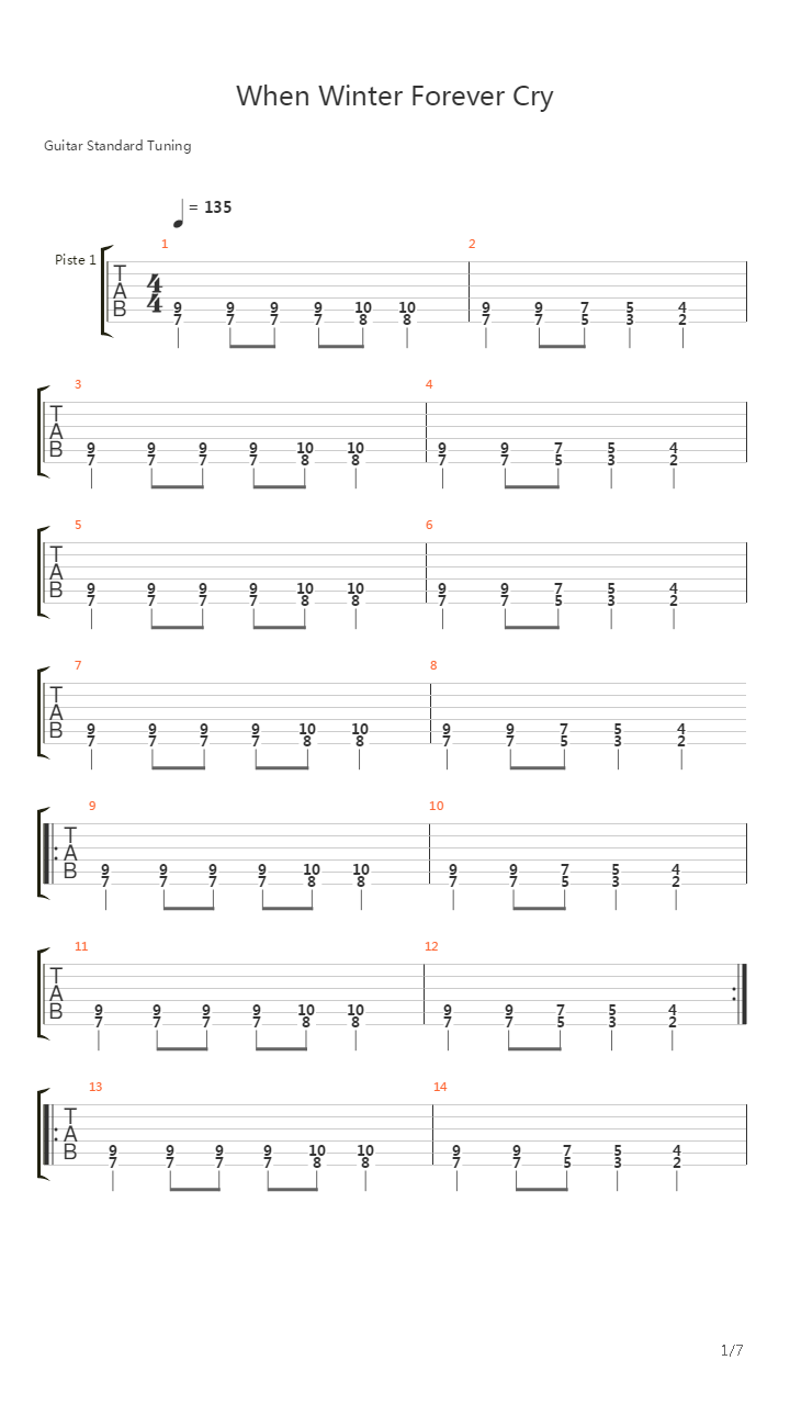 When Winter Forever Cry吉他谱
