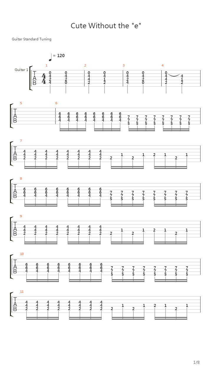 Cute Without The E吉他谱