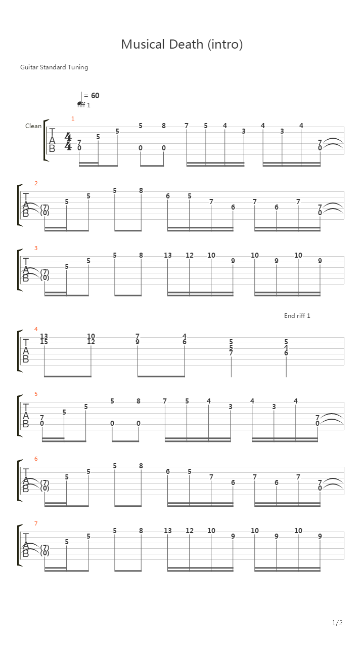 Musical Death (intro)吉他谱