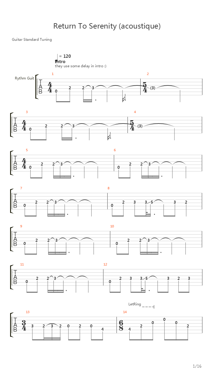 Return To Serenity (Acoustique)吉他谱
