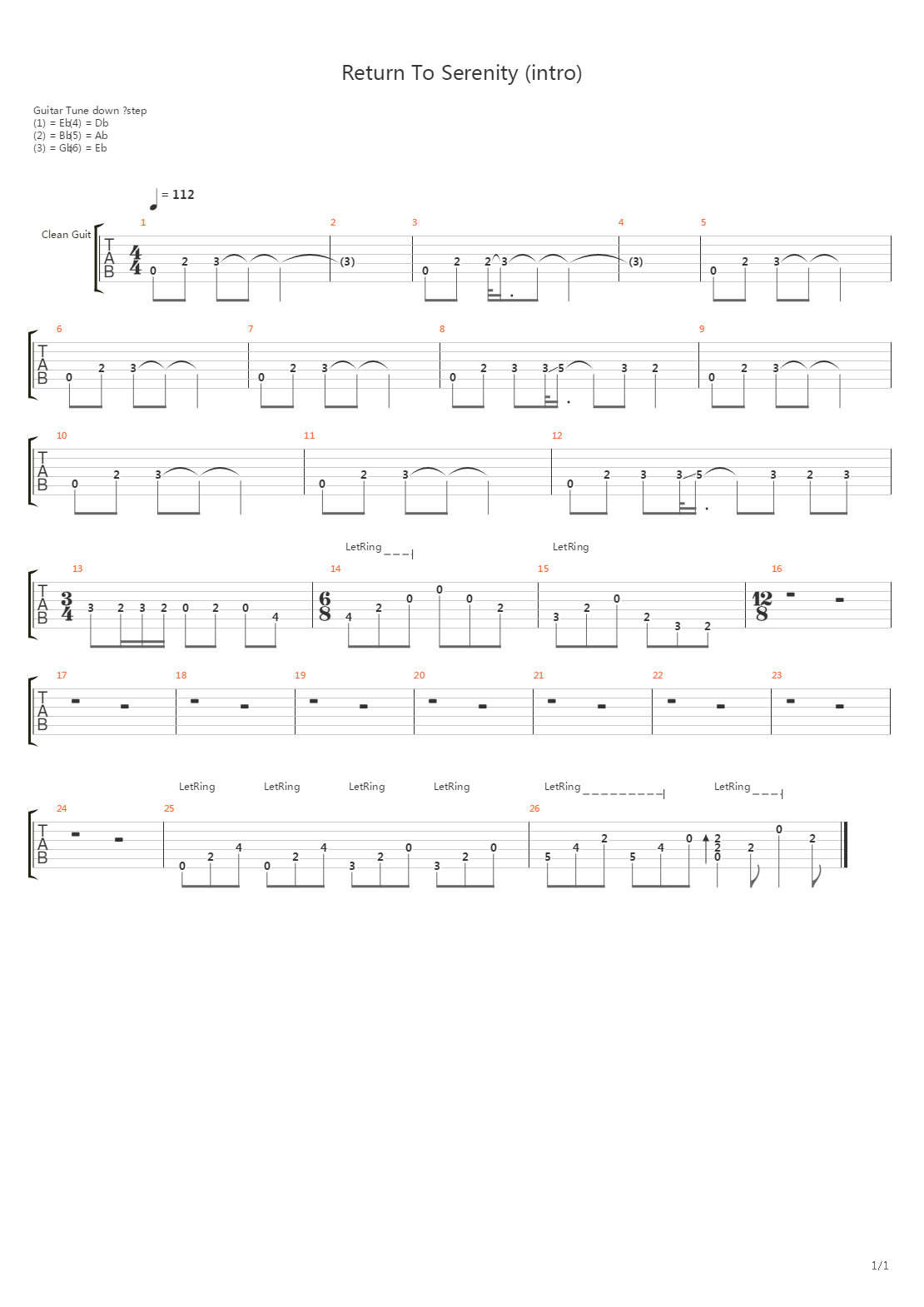 Return To Serenity (intro)吉他谱