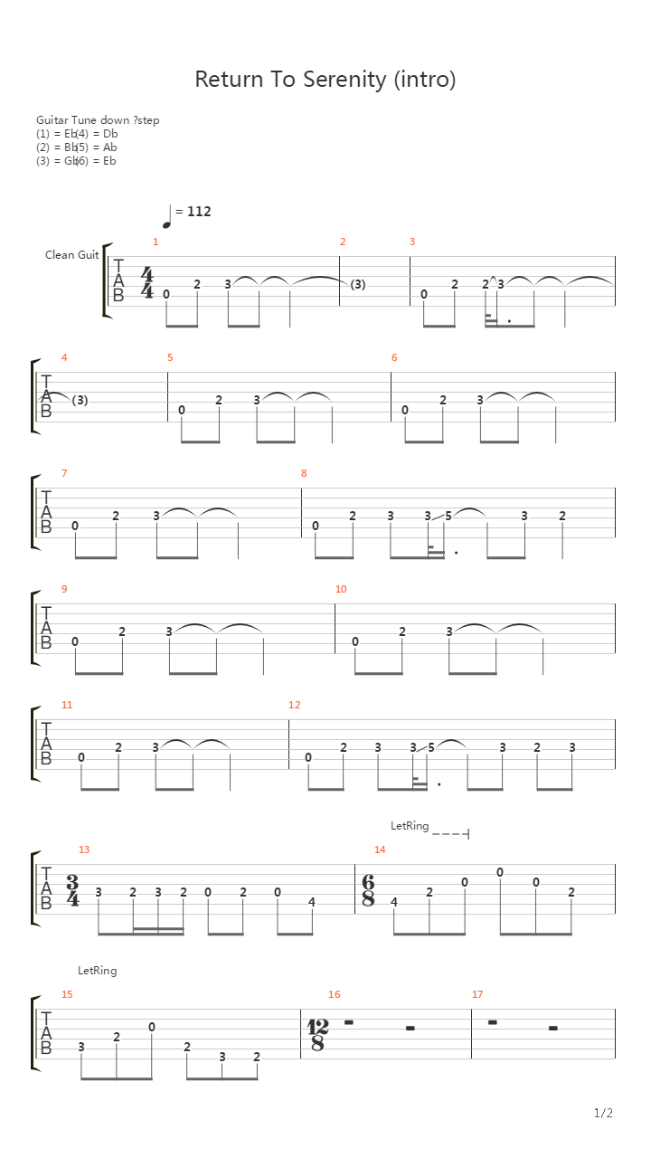Return To Serenity (intro)吉他谱