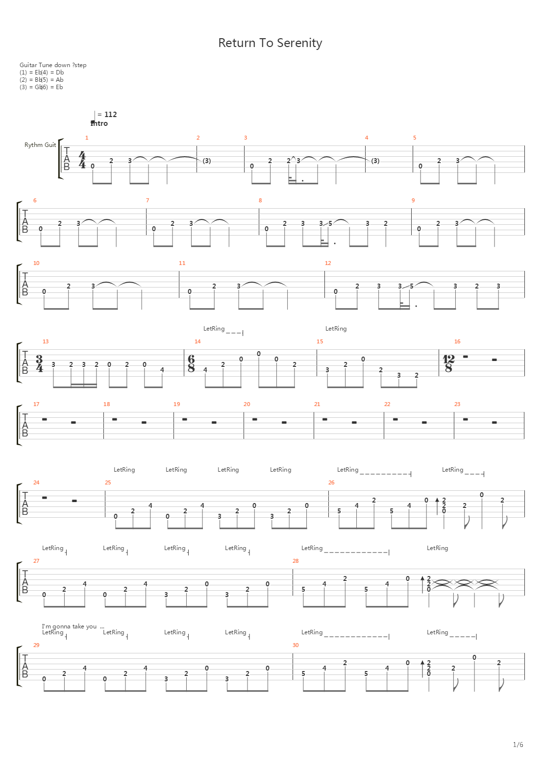 Return To Serenity吉他谱