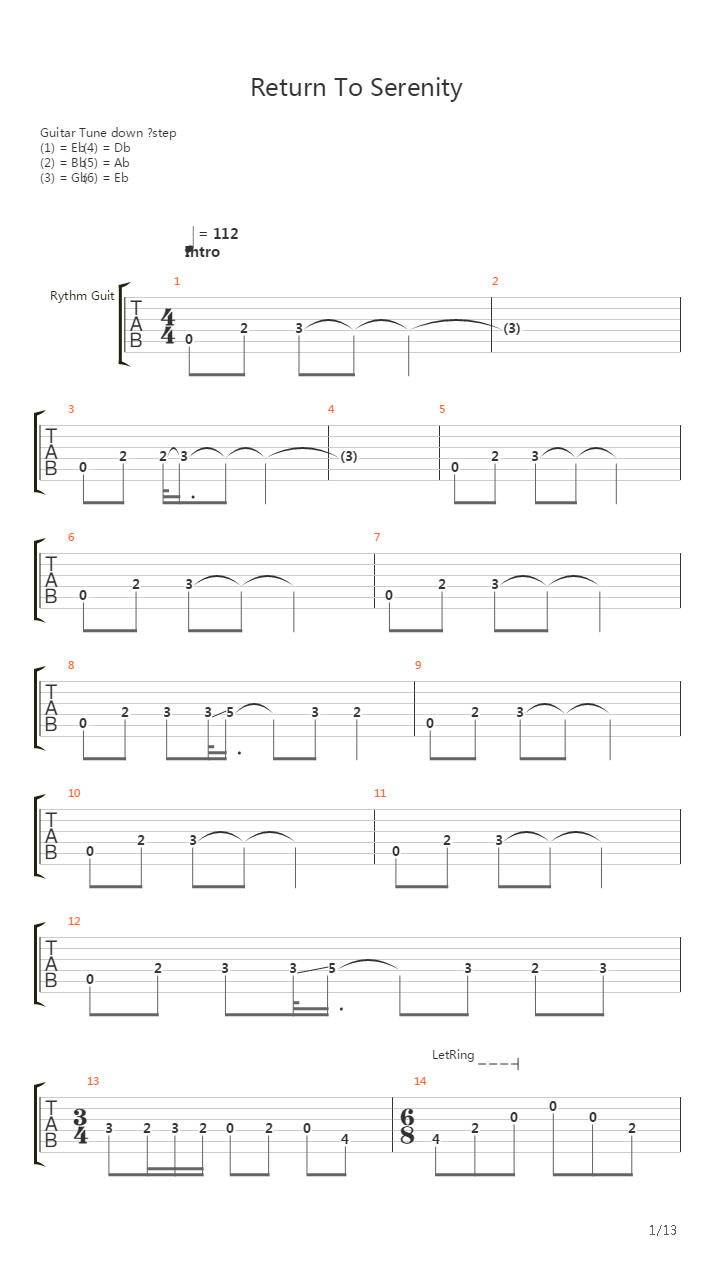 Return To Serenity吉他谱