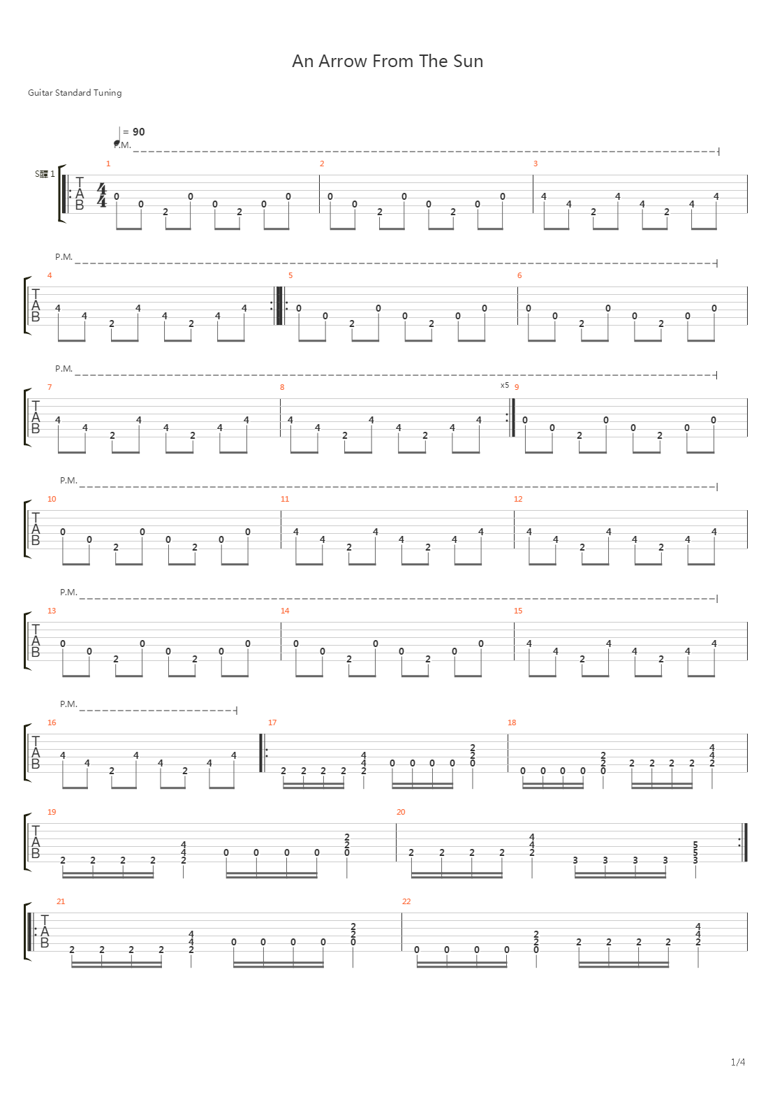 An Arrow From The Sun吉他谱