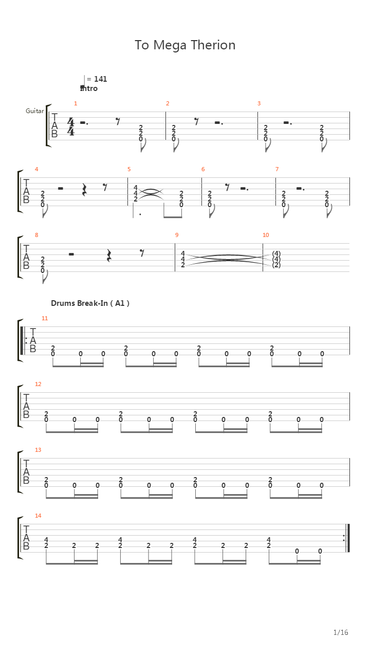 To Mega Therion吉他谱