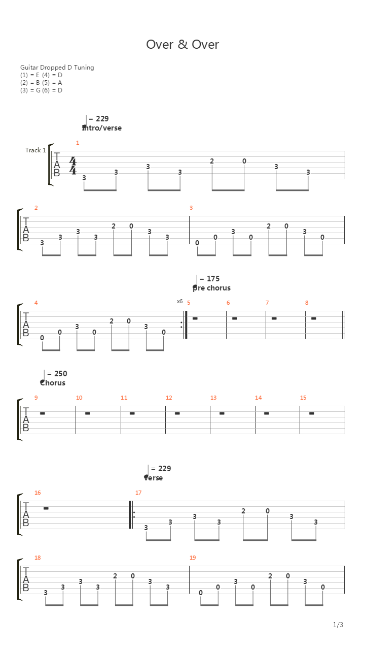 Over and Over吉他谱