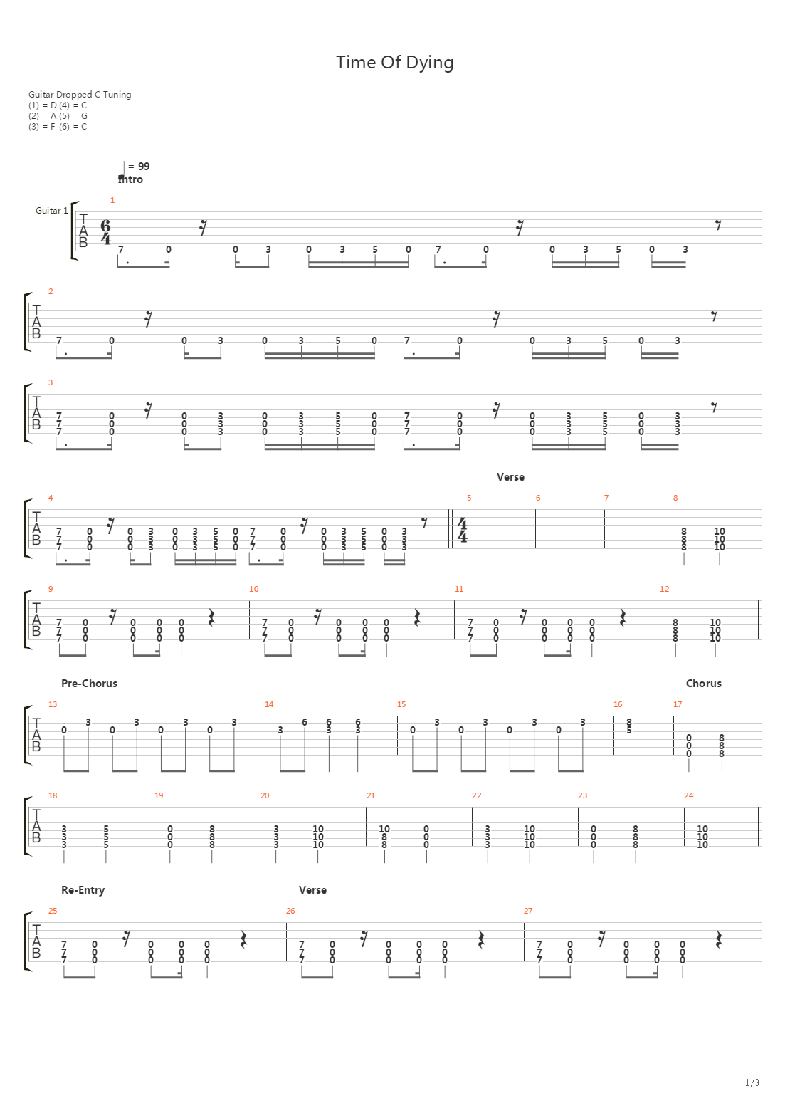 Time For Dying吉他谱
