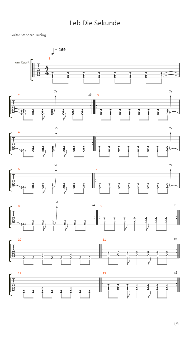 Leb Die Sekunde吉他谱