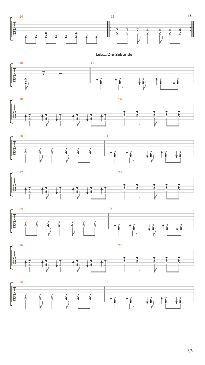 Leb Die Sekunde吉他谱