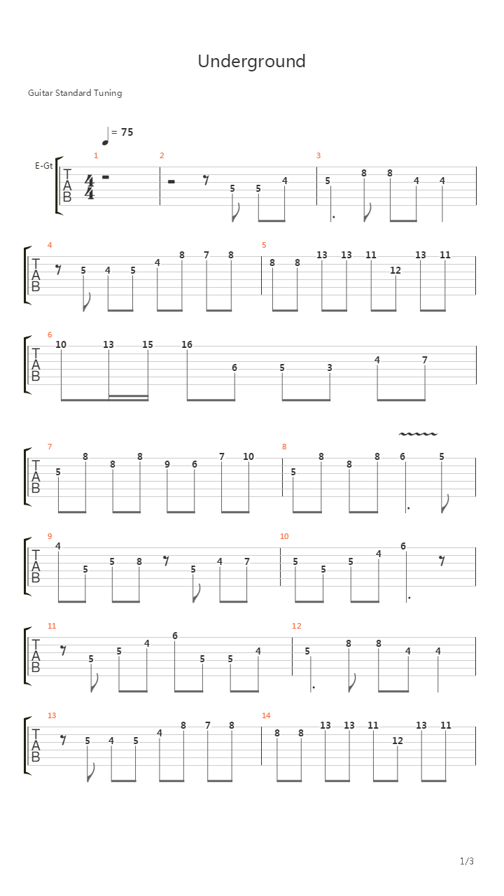 Underground吉他谱