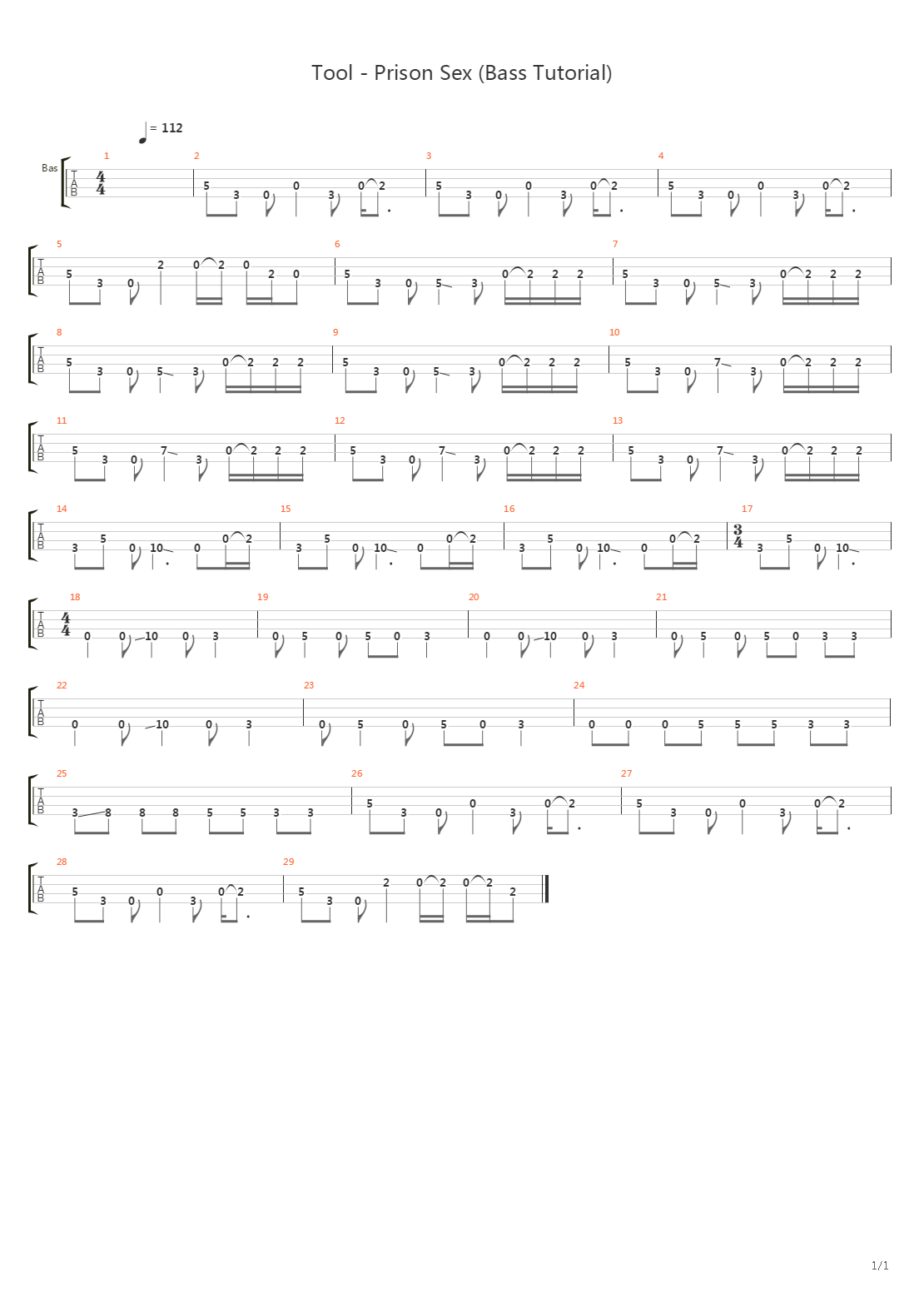 Prison Sex (Bass Tutorial by Bas Shiver)吉他谱