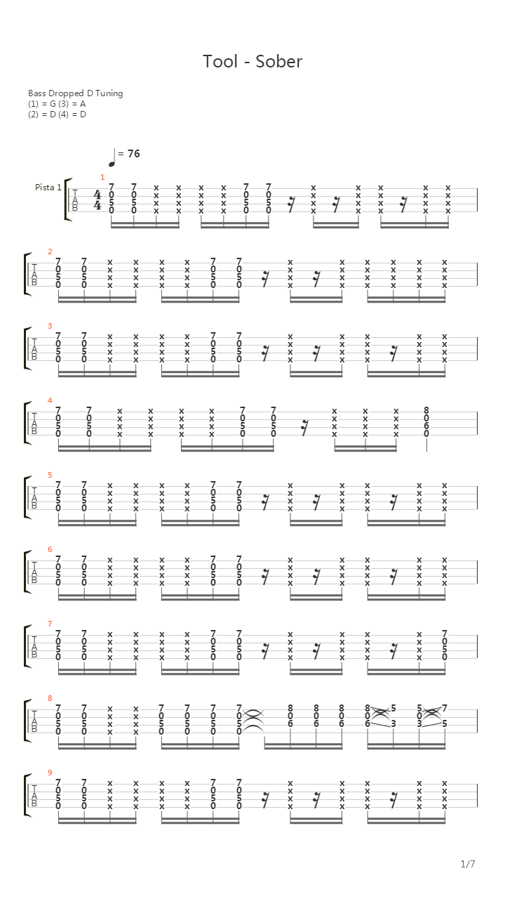 Sober (Bass Cover)吉他谱