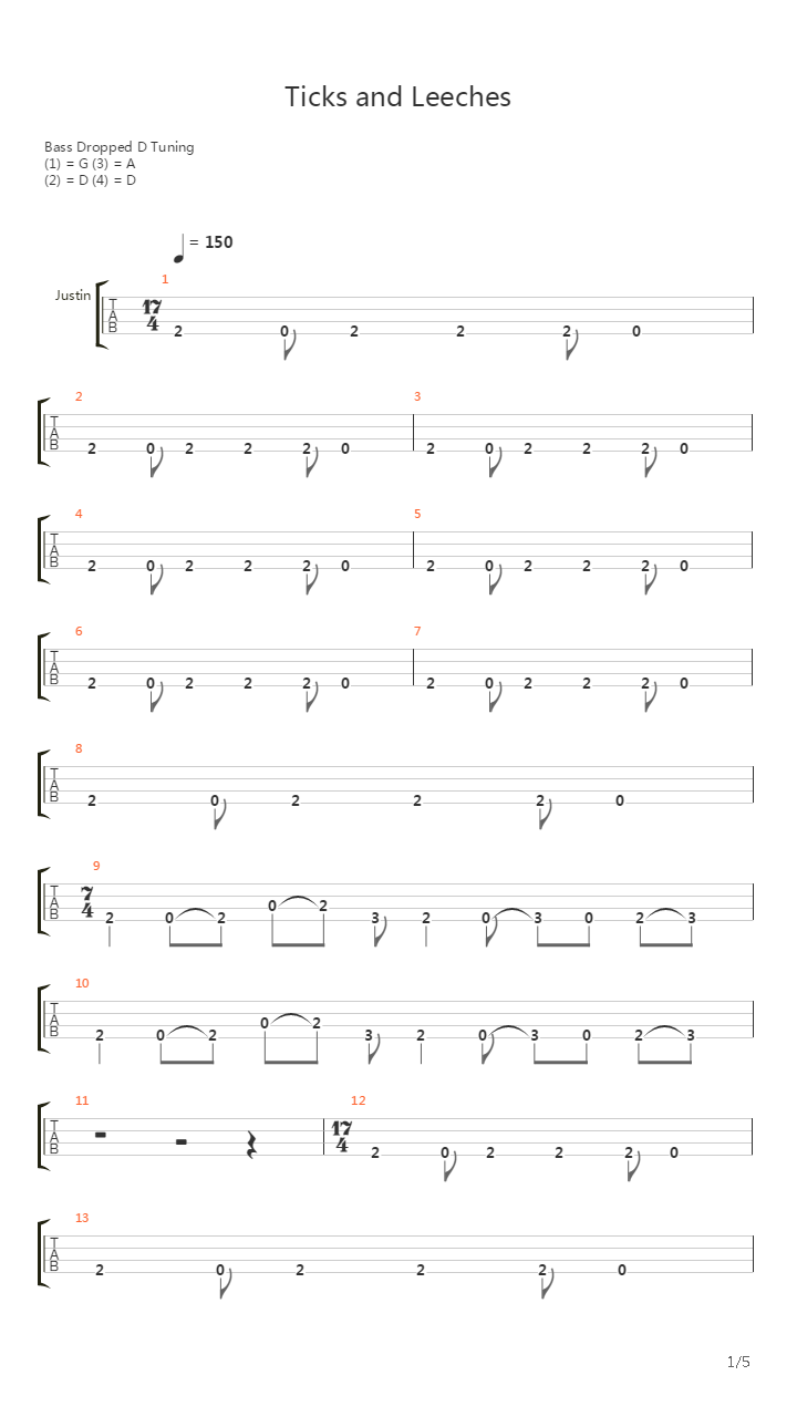 Ticks and Leeches吉他谱