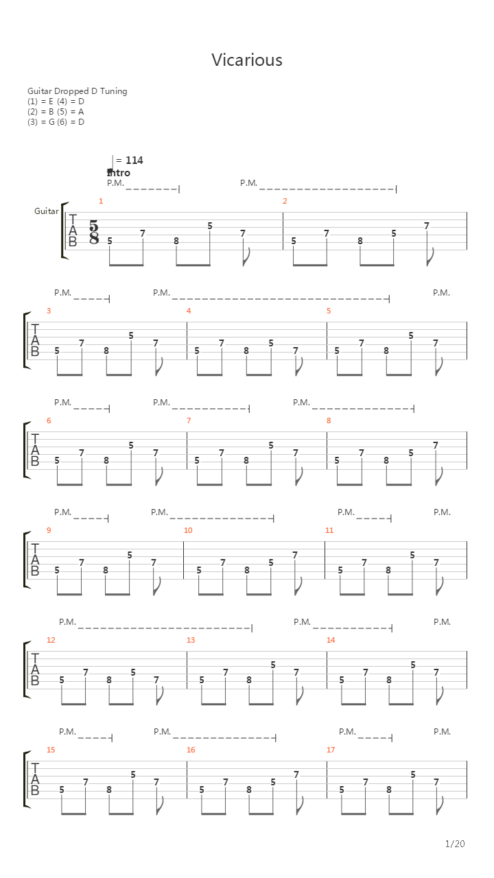 Vicarious吉他谱
