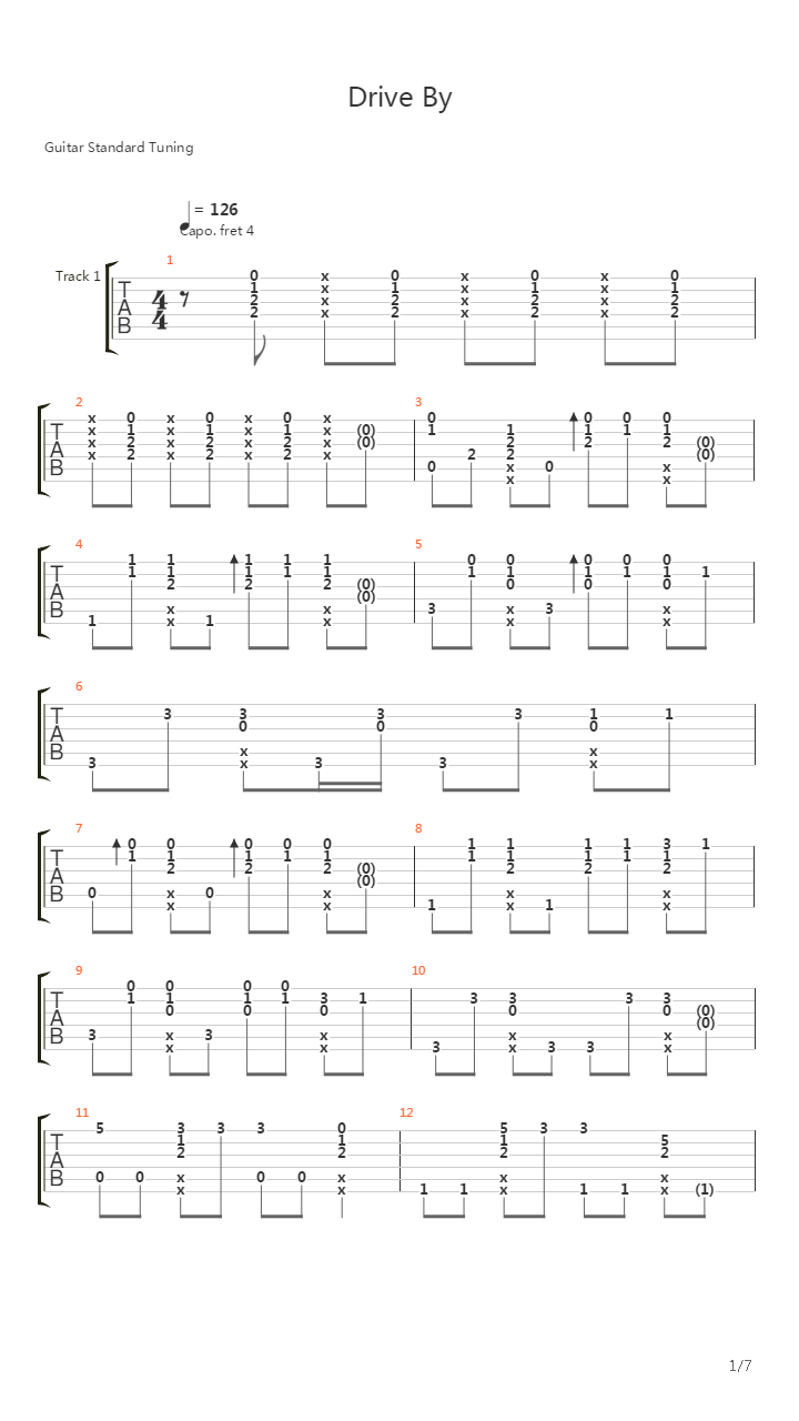 Drive By (arr. by Gabriella Quevedo)吉他谱