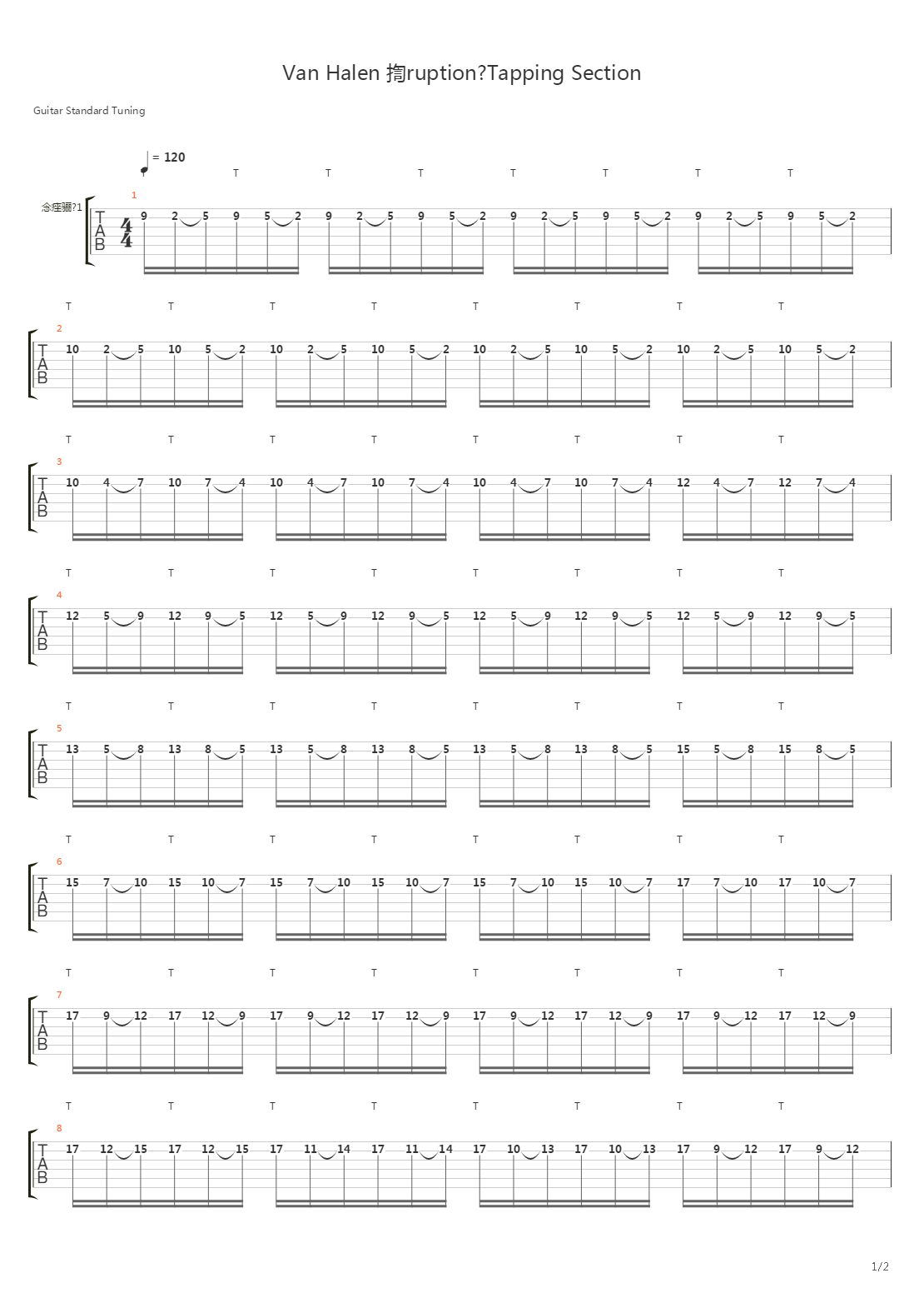 Eruption (Tapping Section)吉他谱