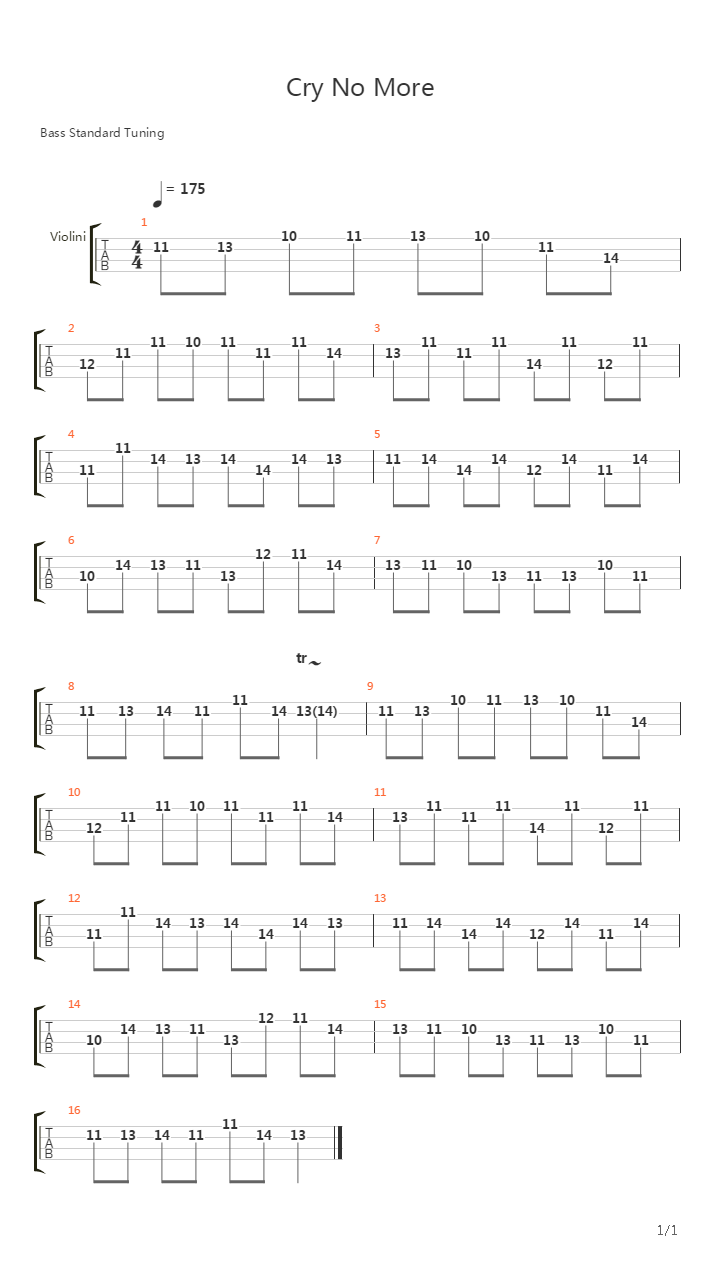 Cry No More (Violins solo)吉他谱