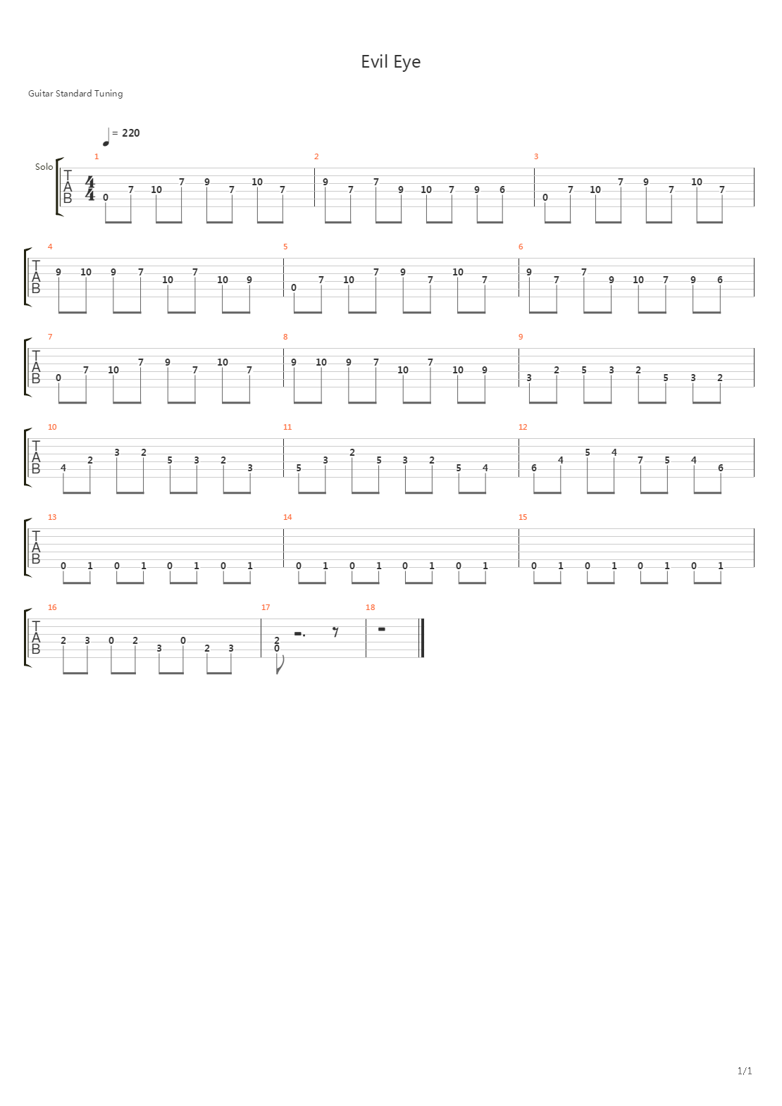 Evil Eye吉他谱