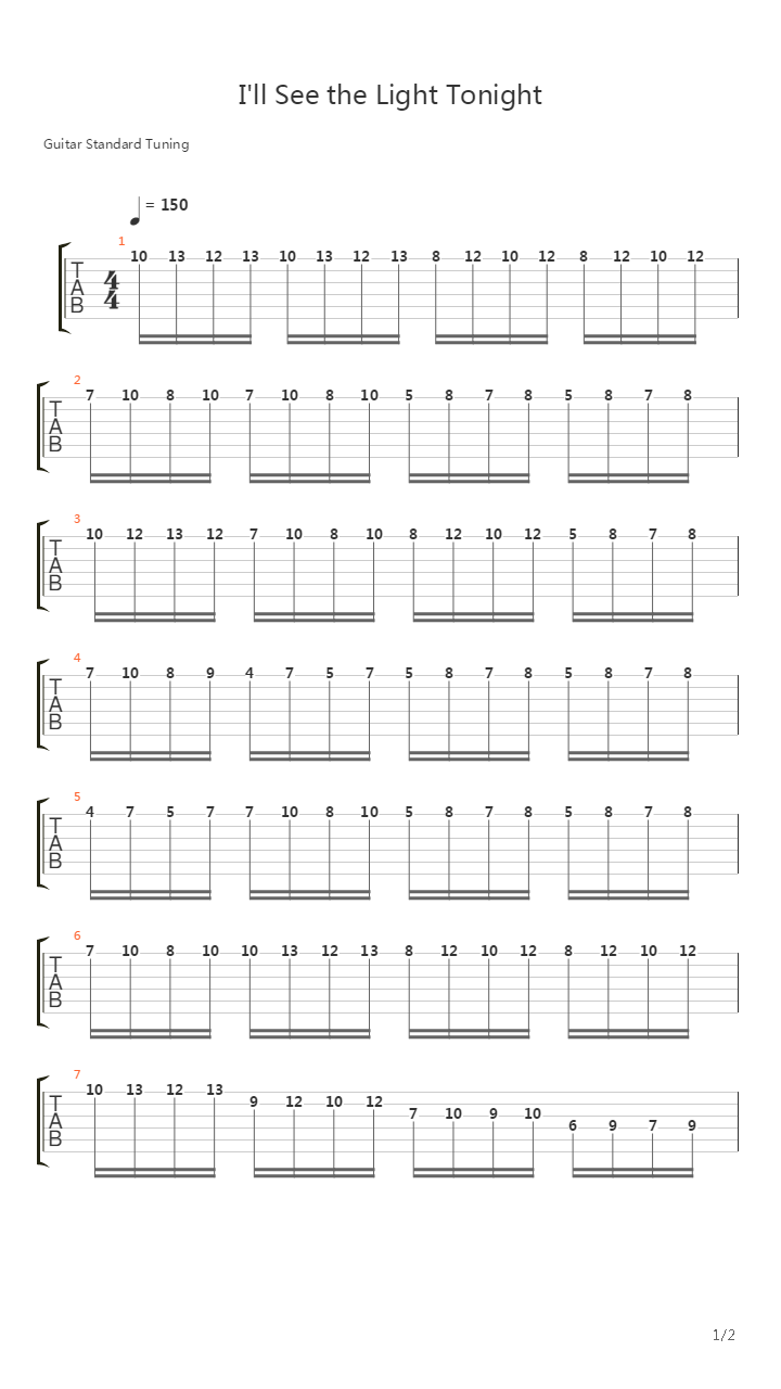 Ill See the Light Tonight (solo)吉他谱