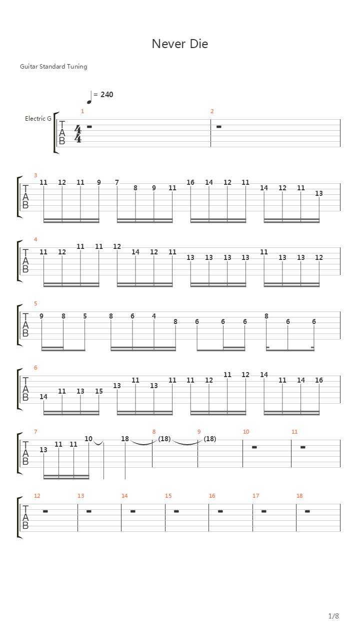 Never Die吉他谱