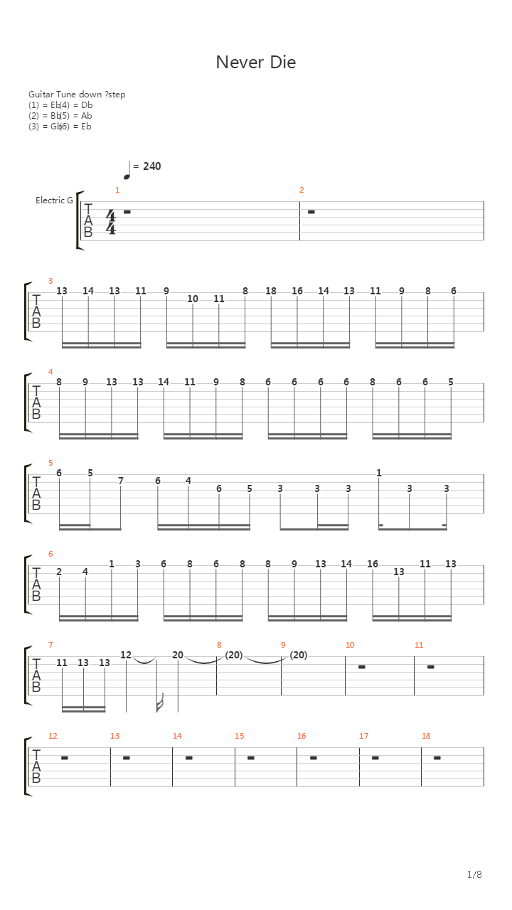 Never Die吉他谱