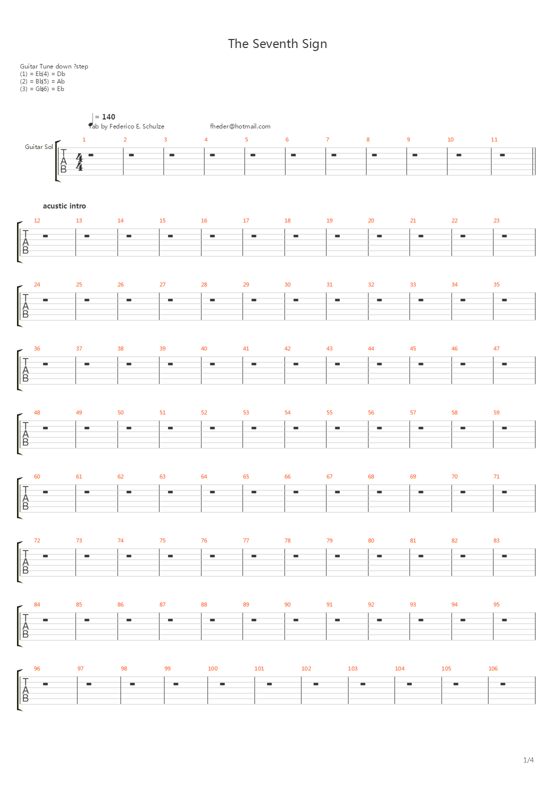 The seventh sign吉他谱