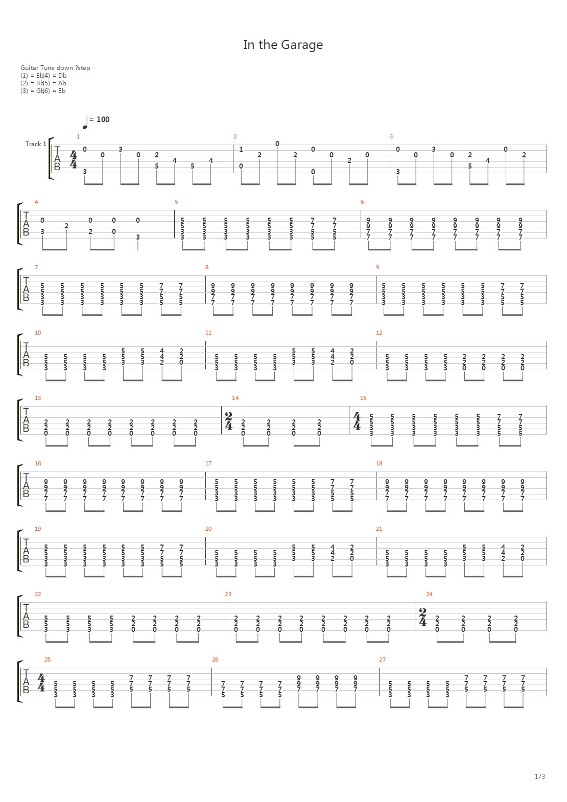 In the Garage吉他谱