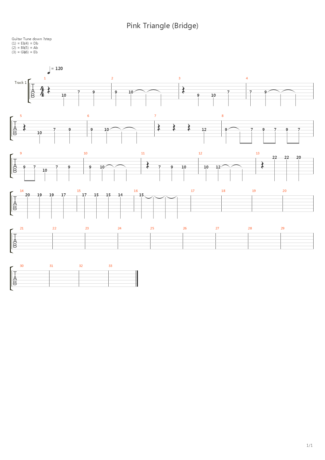 Pink Triangle (Bridge Solo)吉他谱