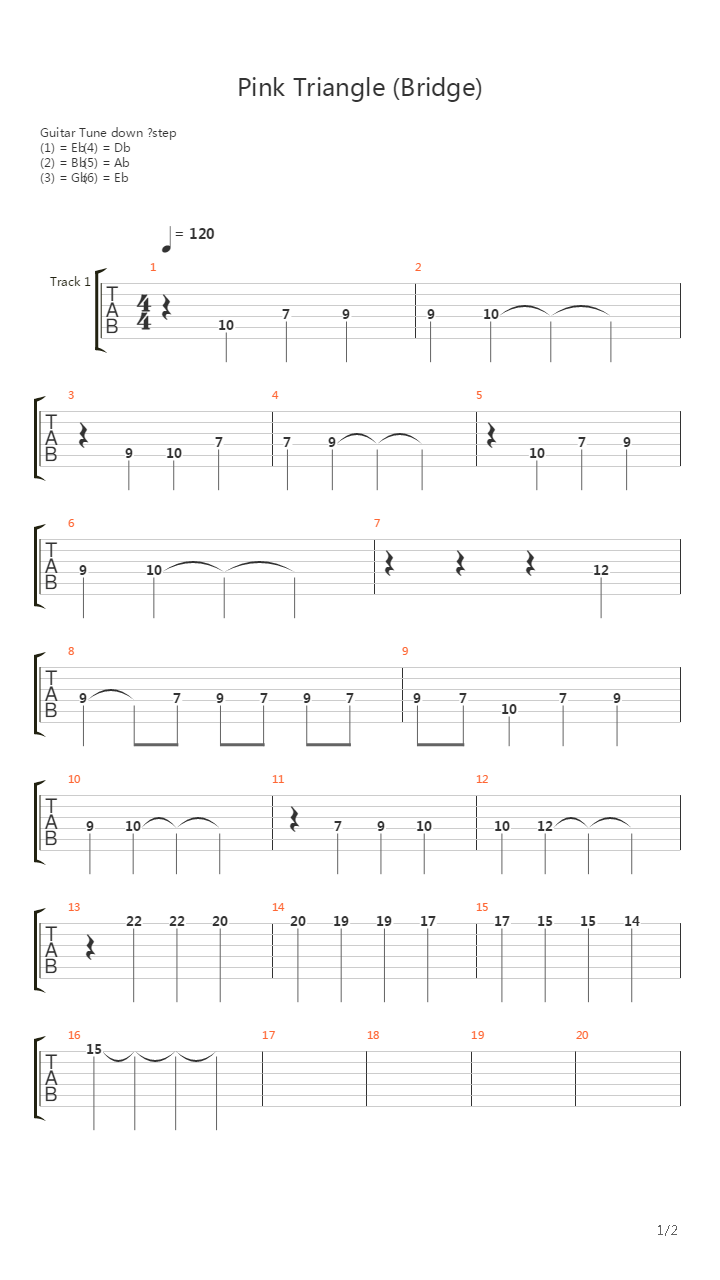 Pink Triangle (Bridge Solo)吉他谱