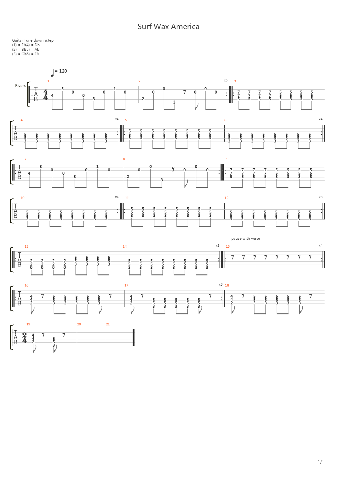 Surf Wax America吉他谱
