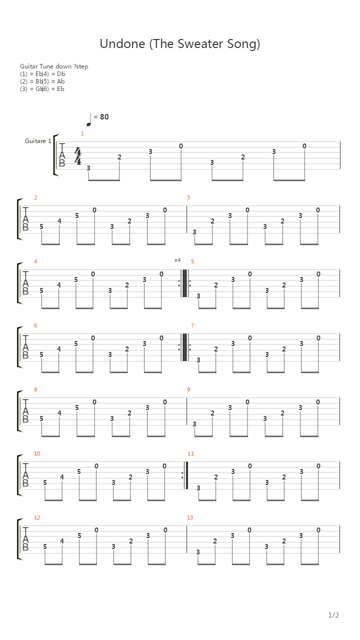 Undone (The Sweater Song)吉他谱