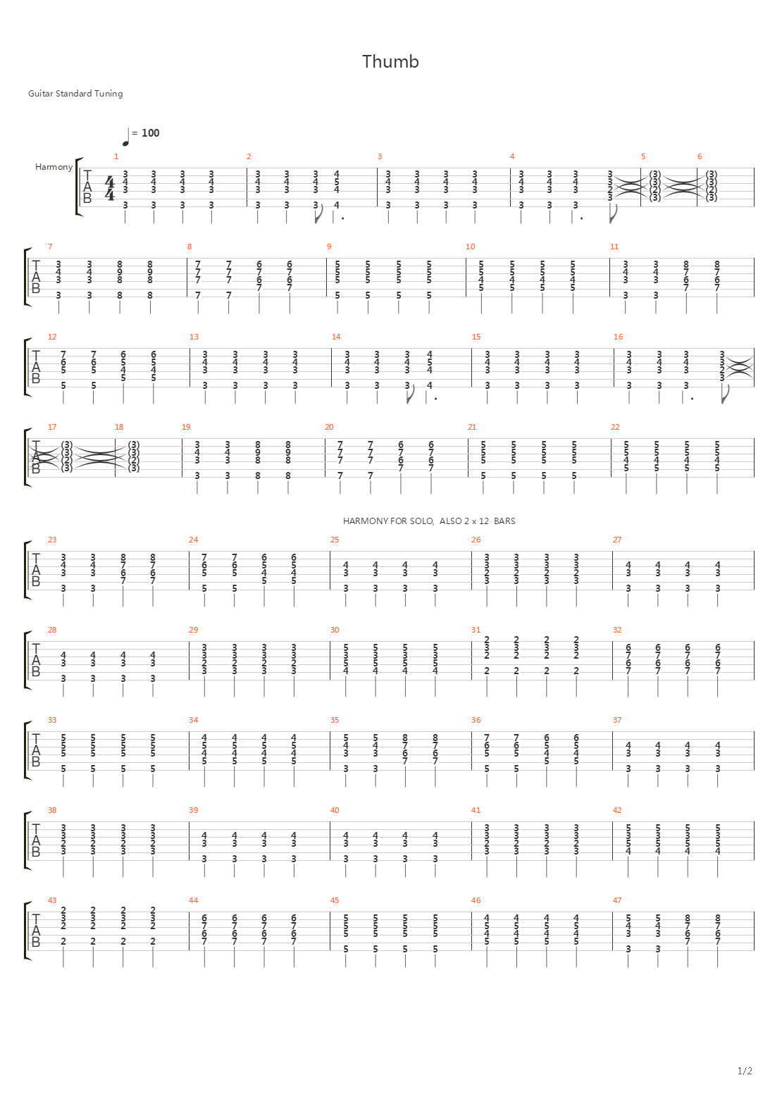 Thumb吉他谱