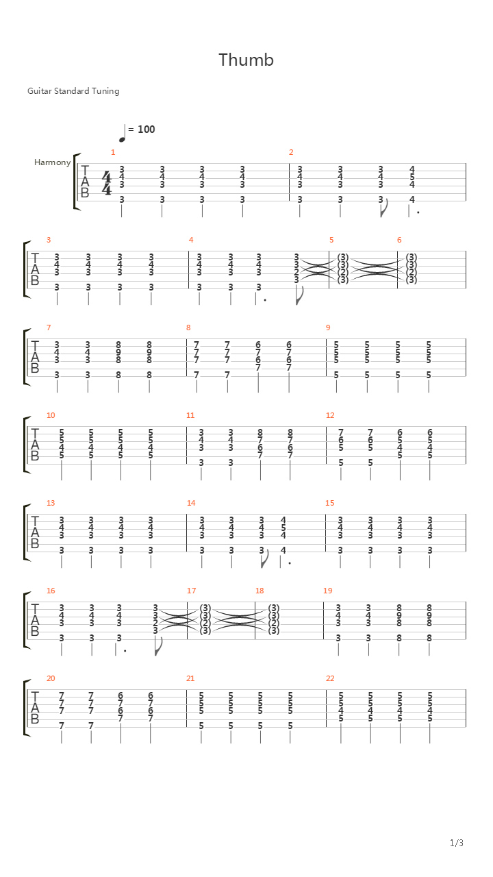 Thumb吉他谱