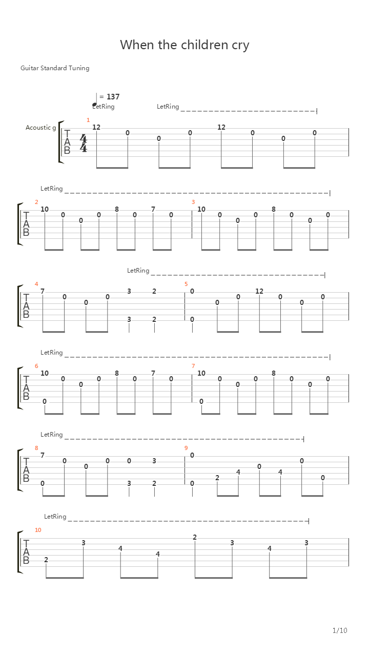 When The Children Cry吉他谱