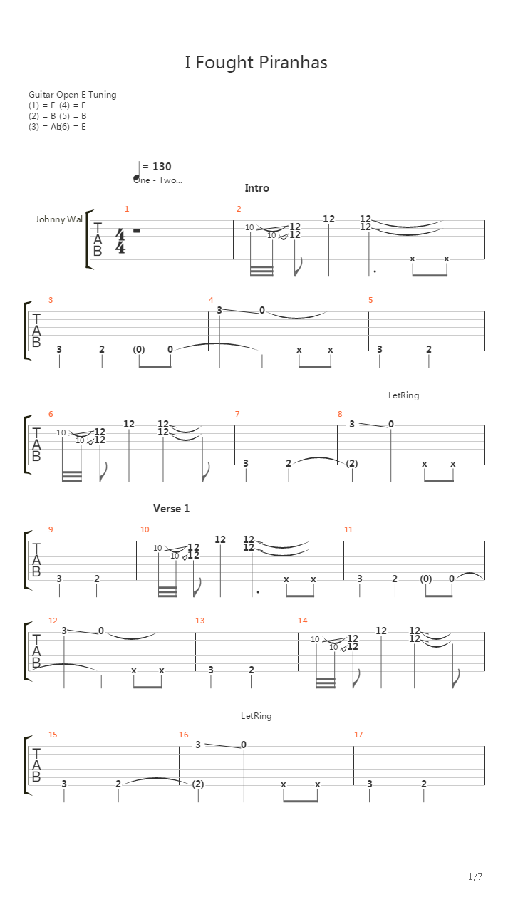 I Fought Piranhas吉他谱