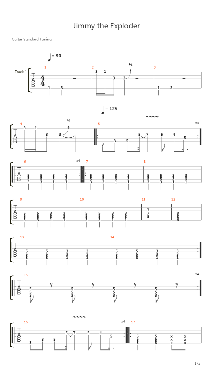 Jimmy the Exploder吉他谱
